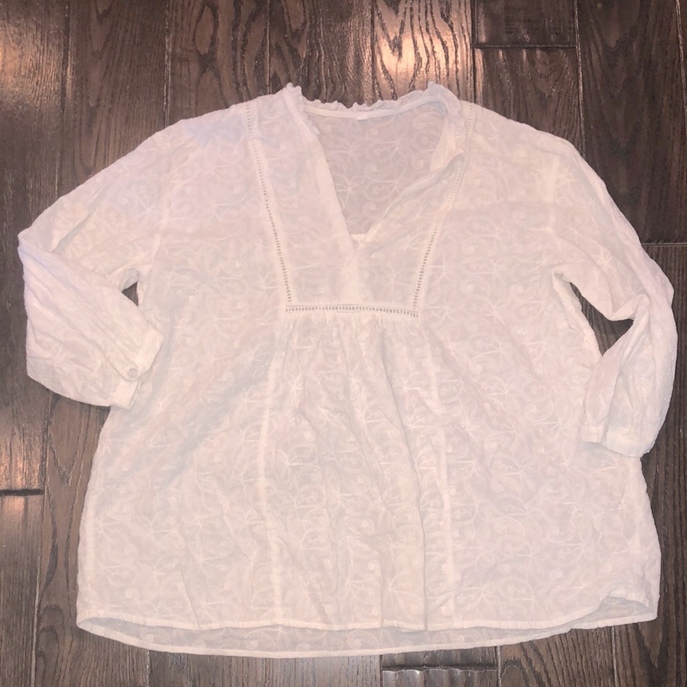White cotton top boho size large